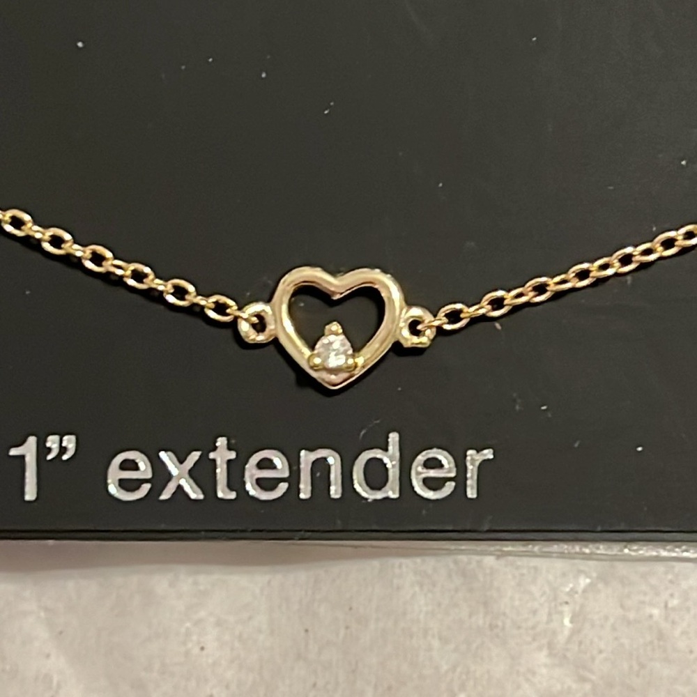 Gold Heart Anklet with Cubic Zirconia